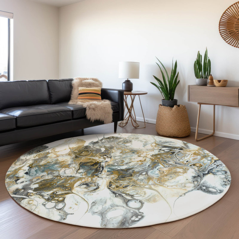 Premium Machine Washable Mayfield Smoke Rug, Round 8'