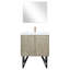 Meuble-lavabo rustique 30 po Large avec comptoir en quartz teinté, robinet en or rose et miroir rond de 28 po x P 20 po pour comptoir blanc pour salle de bain, avec rebord éclairé
