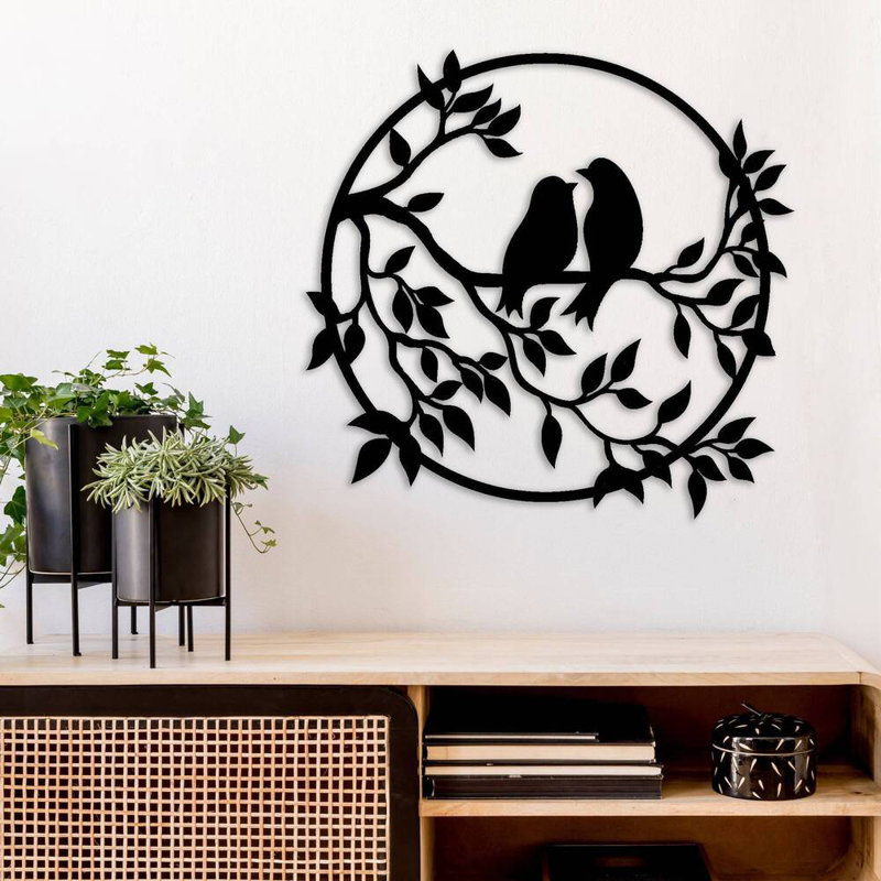 Bird Tree Metal Wall Art - Nature Inspired Bird Silhouette Decor - Rustic Tree Design Wall Hanging - Farmhouse Outdoor Indoor Decor - Modern Industrial Metal Sculpture - Garden Home Decoration - Statement Art Piece