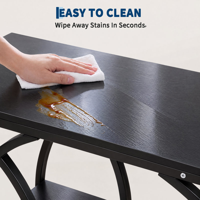 Console étroite à 4 niveaux avec tablette de rangement, table d'appoint pour entrée, brun clair, Noir
