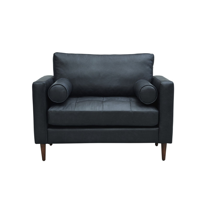 Contemporary Leather Armchair, Slate Genuine Leather