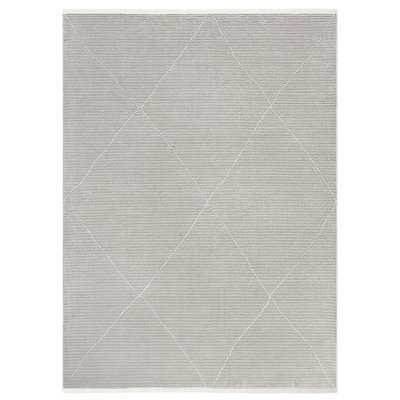 TOWN & COUNTRY LUXE Tretta Contemporary Diamonds Runner Area Rug with Plush High-Low Texture, Ivory