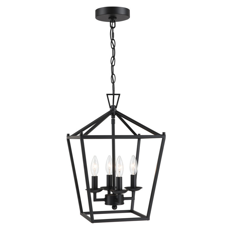 Lustre géométrique à 4 lumières Duward, Noir