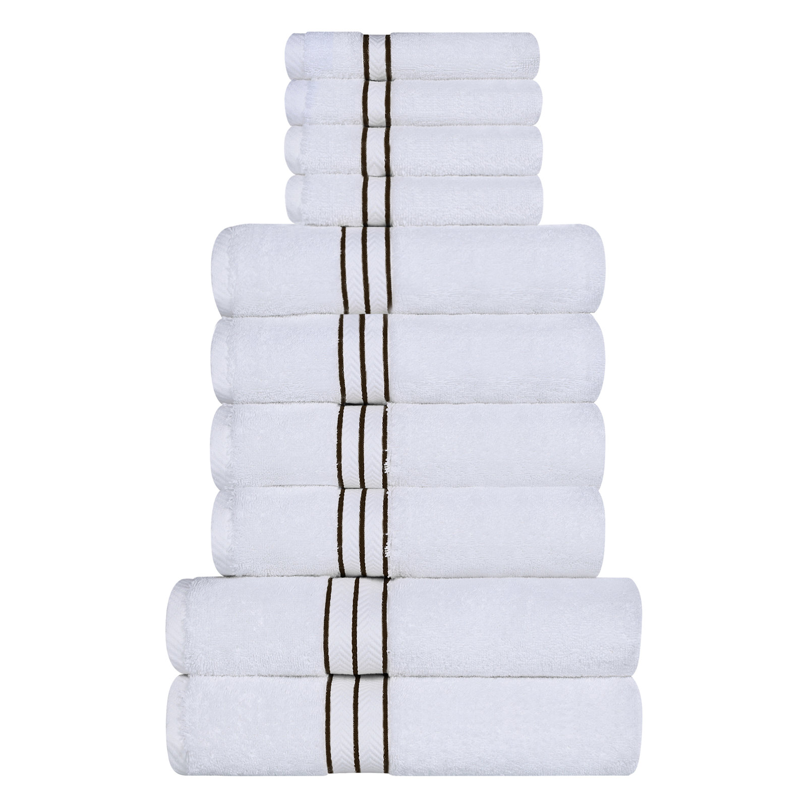 Josann 10-Piece Turkish Cotton Towel Set, Chocolate