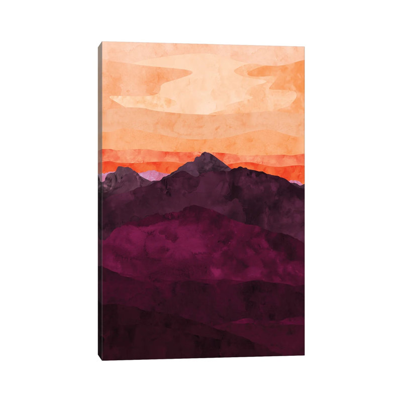 Purple Mountain At Sunset by Van Credi - Wrapped Canvas Print, 20.32 cm H x 30.48 cm W