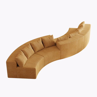 Lennon Semi-Circular Boneless Corduroy Sectional Sofa with 12 Pillows