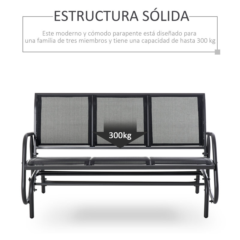 Banc oscillant pour 3 personnes Outsunny, Noir / Noir