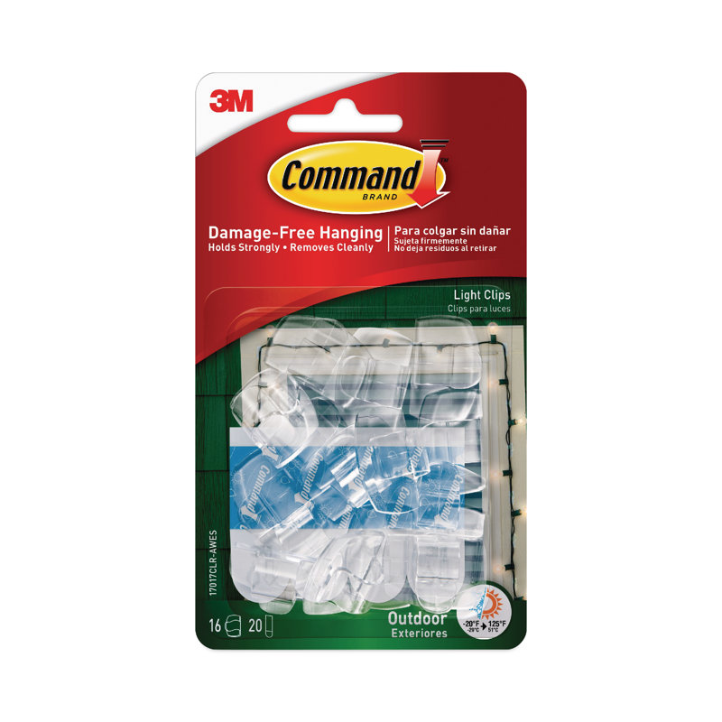 Small Clear Plastic Outdoor Light Clips with Foam Strips - 16 Pack