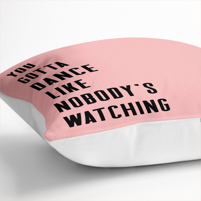 Dance Like Nobody's Watching Square Throw Cushion, White, 40cm H x 40cm W x 15cm D