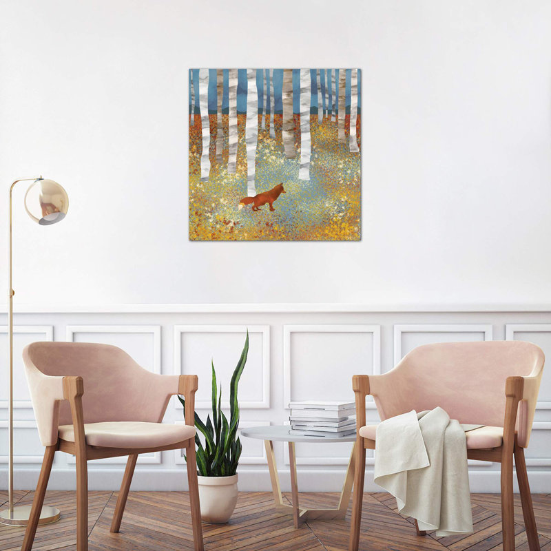 Autumn Fox - impression d'art graphique, H 26 po x l 26 po x P 1,5 po, Pas de tapis, Toile tendue