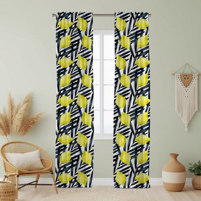 Semi Sheer Fruit Print Curtain Single Panel