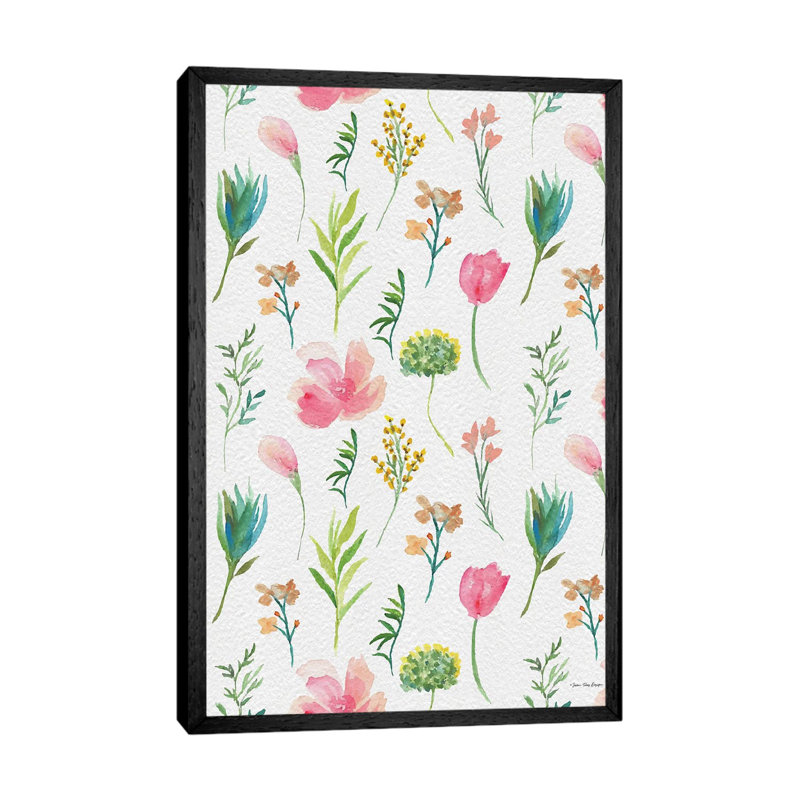 Happy Flora by Seven Trees Design - Floater Frame Gallery-Wrapped Canvas Giclée on Canvas, 152.4 cm H x 101.6 cm W, Black