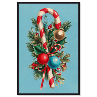 Décoration murale de Noël Candy Cane Bouquet II par Art Remedy, cadre noir, 36 x 54