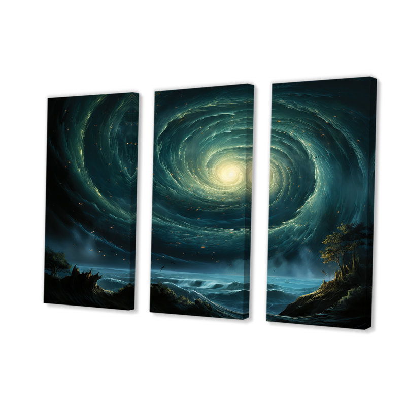 Art mural vert vert trou noir céleste, Toile tendue, H 40 po x l 61 po