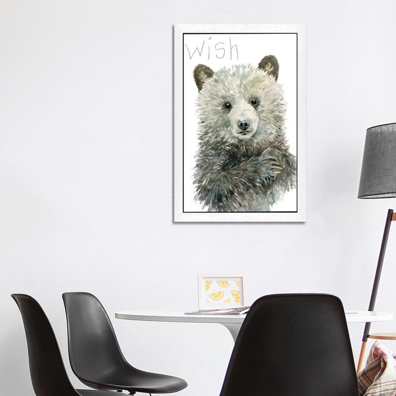 Forest Fur Baby Bear by Carol Robinson - Floater Frame Painting on Canvas, 152.5 cm H x 101.5 cm W, White