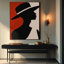 Très grand art mural imprimé sur tissu - Silhouette de femme élégante au chapeau à large bord pour le salon ou la chambre à coucher - «Assemblage requis du cadre (cadre non fini)»