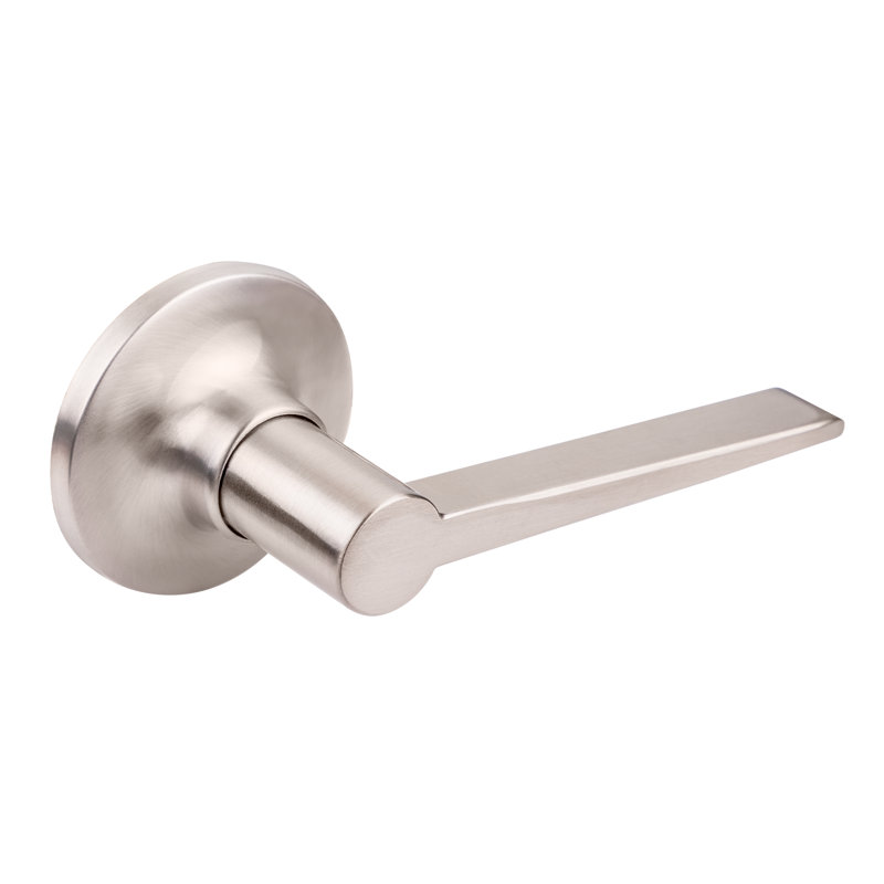Levier de porte de passage sans clé avec rosette ronde, Nickel satiné