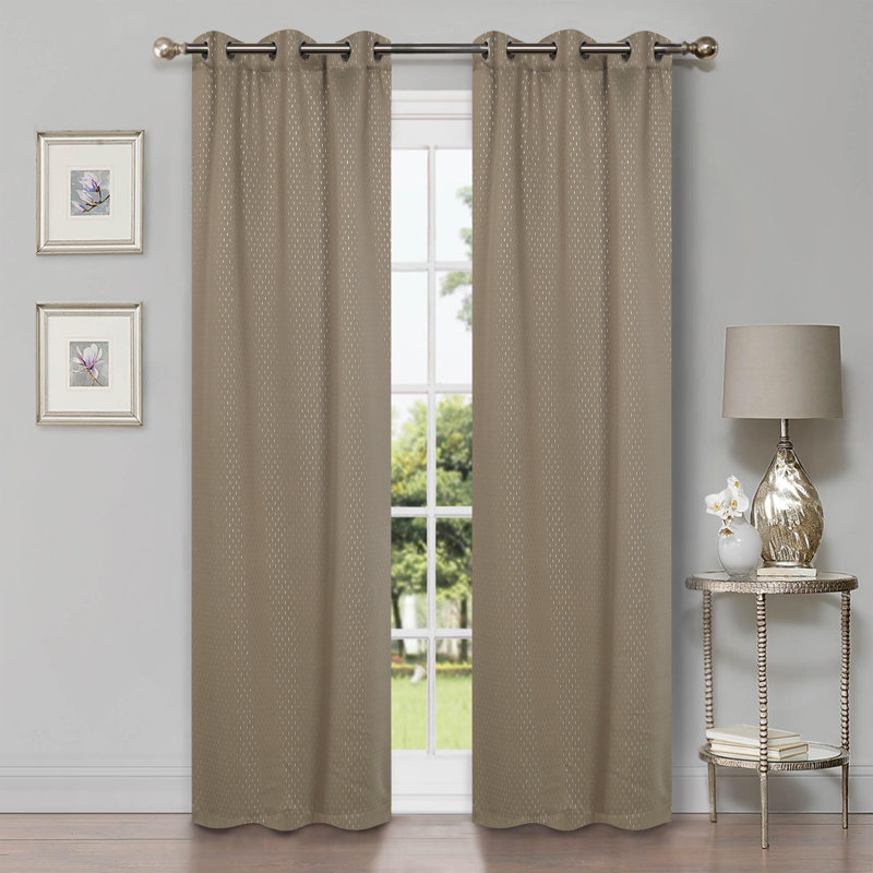 Wiechmann Geometric Shimmer Abstract Room Darkening Curtain Panel Set, 42" W x 63" L, Olive Green