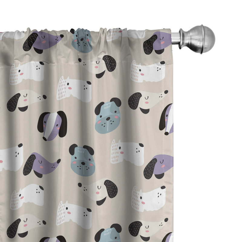 Dog Semi-Sheer Rod Pocket Curtain Panels, 28" x 84"