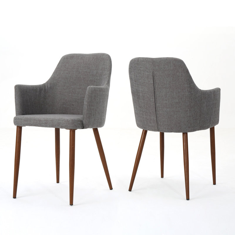 Dining Chair, Walnut, Light Gray
