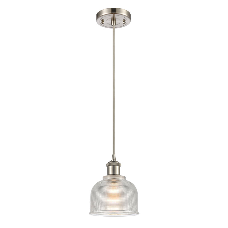 Luminaire suspendu à 1 lumière Shawnee, Transparent, Nickel satiné brossé, Ampoule non incluse