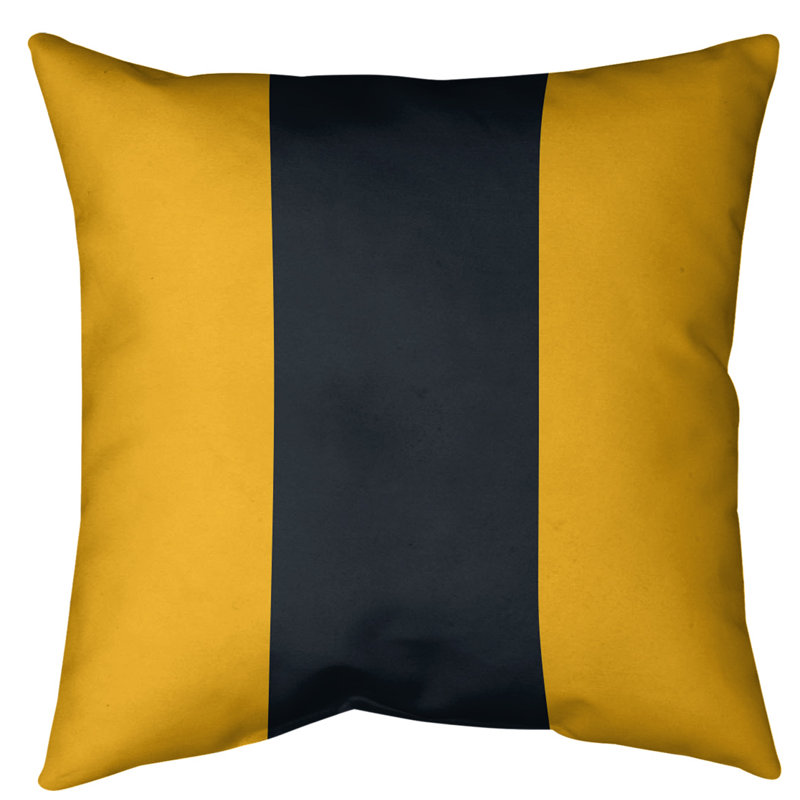 Coussin décoratif d'intérieur/d'extérieur, 18 po x 18 po, Doré / Noir