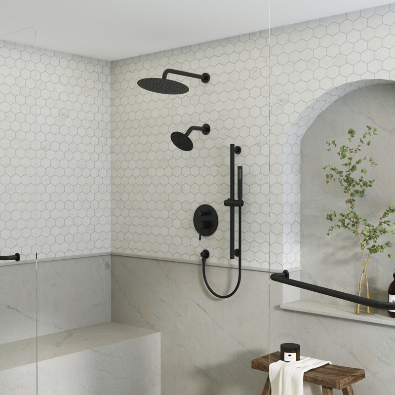 6-Setting 10Inch Completed Shower System With Dual Showerheads And Slider Bar