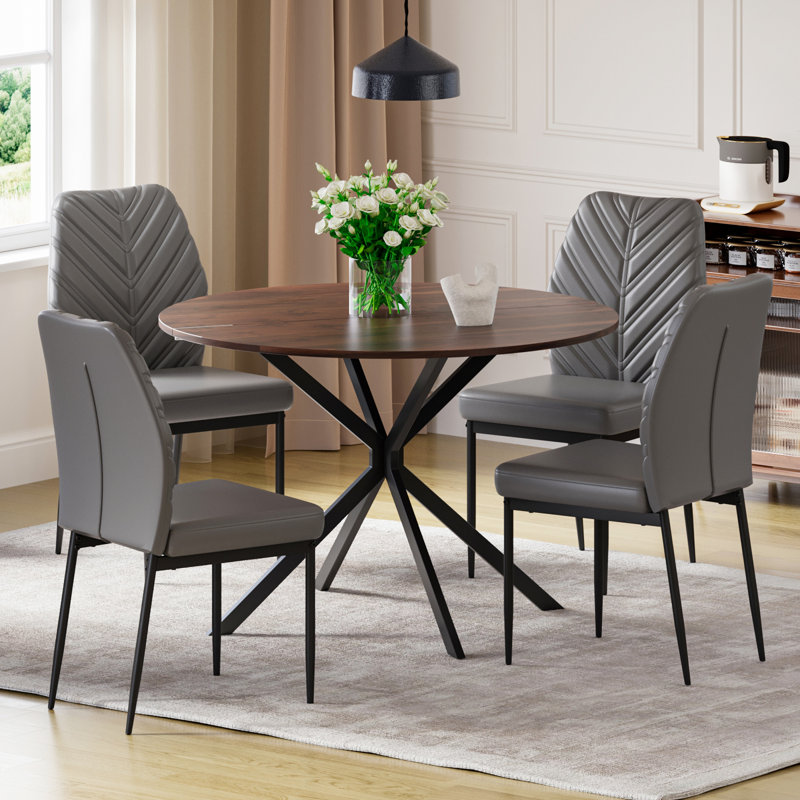 4 - Person Dining Set, Grey, Brown