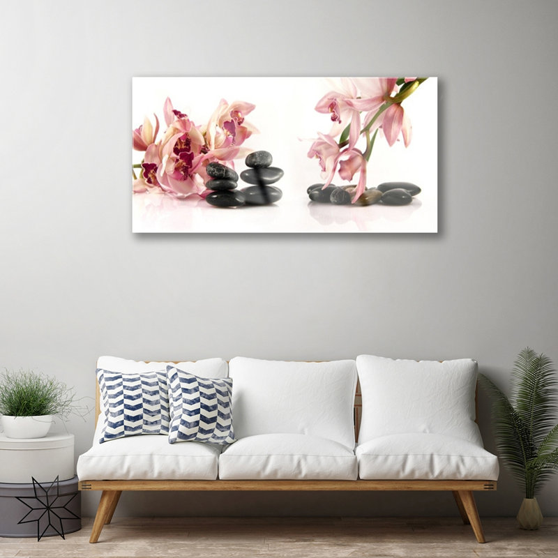 Art Flower Stones - No Frame Print on Glass