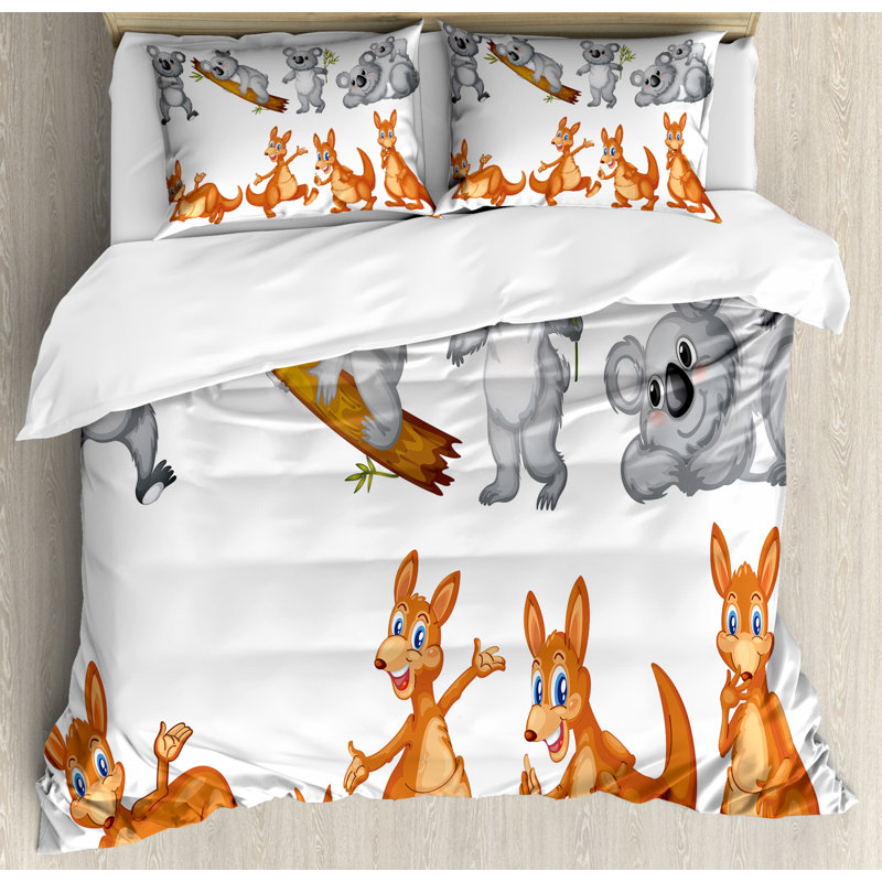 Ensemble de housse de couette tropical animaux, Housse de couette grand + 2 taies décoratives