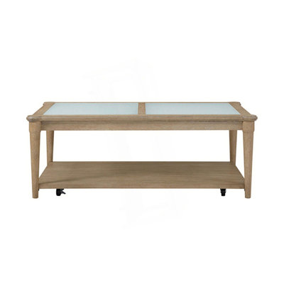Frosted Glass Top Cocktail Table With Casters