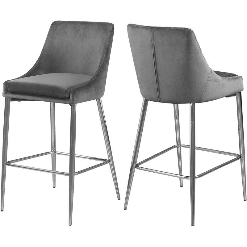 Tabouret de bar 27,5 po Karina, Gris, Chrome chrome