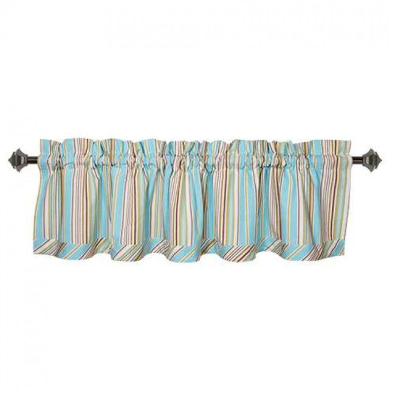 Rideau à tringle Mackinnon, Bleu/beige
