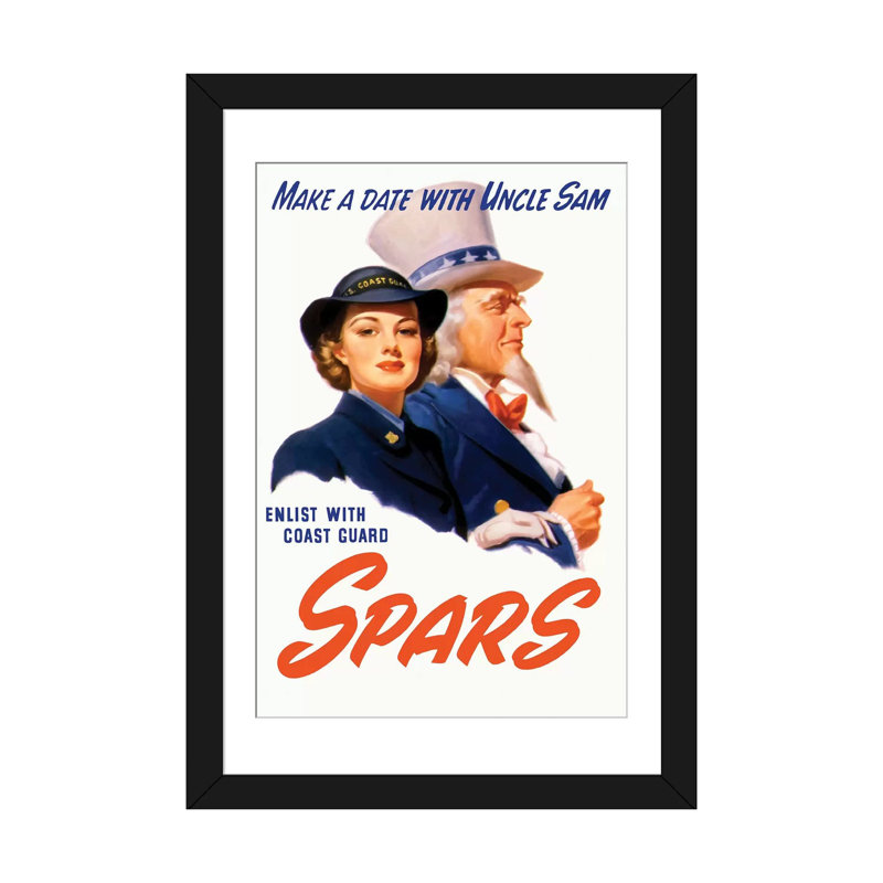 Publicité rétro sur toile «Affiche de la Seconde Guerre mondiale, cadet et oncle Sam», H 32 po x l 24 po x P 1 po, Blanc