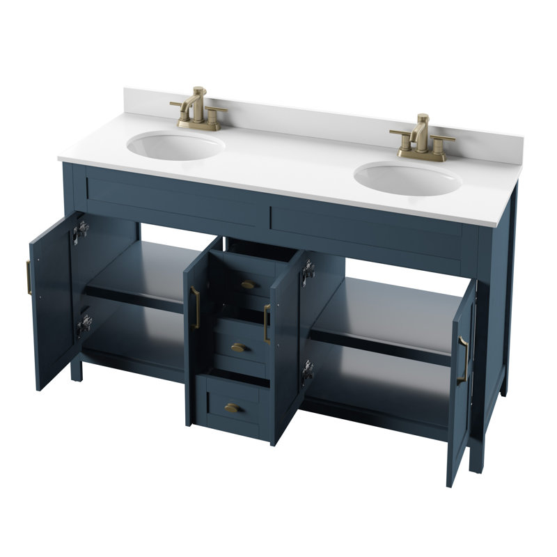 Andjoua 59.5'' Double Bathroom Vanity with Top, Franklin Blue