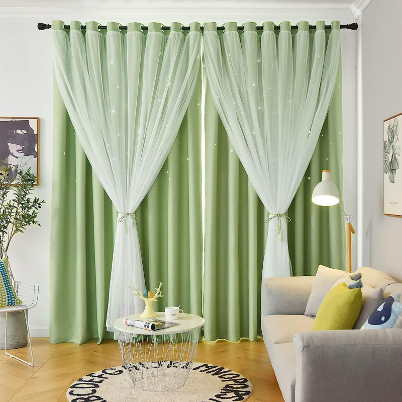 Rideau occultant en polyester Ezayah, Vert