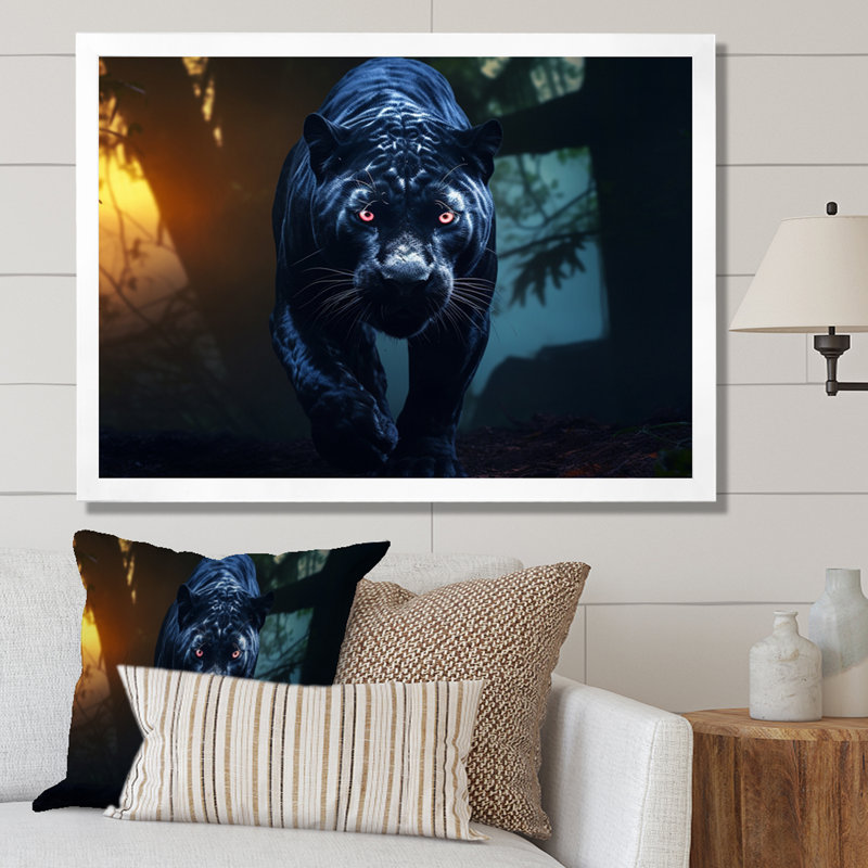 «Black Panther Gaze» sur toile, H 12 po x l 20 po x P 1 po, Cadre simple blanc