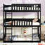 Lit superposé triple détachable en bois d'hévéa noir - pour une chambre spacieuse avec structure pour-781608675