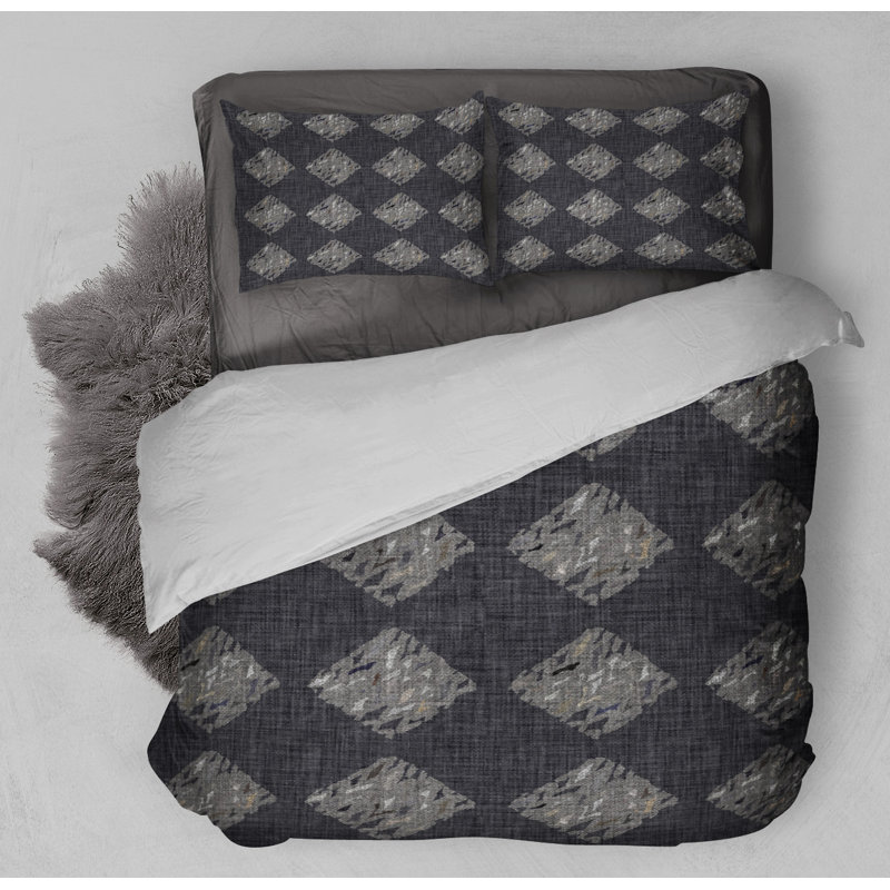 Polyester Box Stitch Geometric Shapes Comforter, King Comforter + 2 King Pillowcases