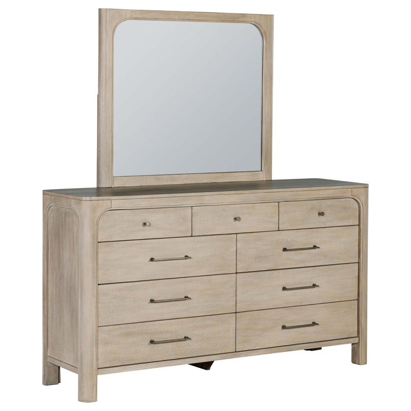 Flores Modern Farmhouse 9-Drawer Dresser and Mirror Set