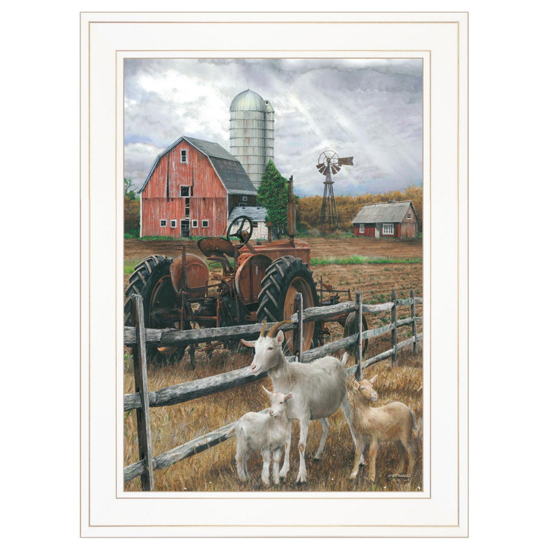 «The Old Tractor» par Ed Wargo, reproduction encadrée prête à être accrochée, Blanc, H 19 po x l 1 po x P 15 po