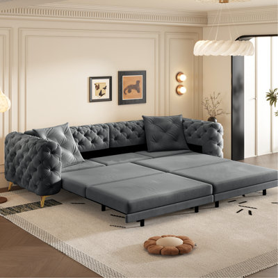 Canapé-lit bouton 31, canapé 4 places avec siège mobile et profondeur de 28,4 po pour siège de lit orange, chambre à coucher de style moderne