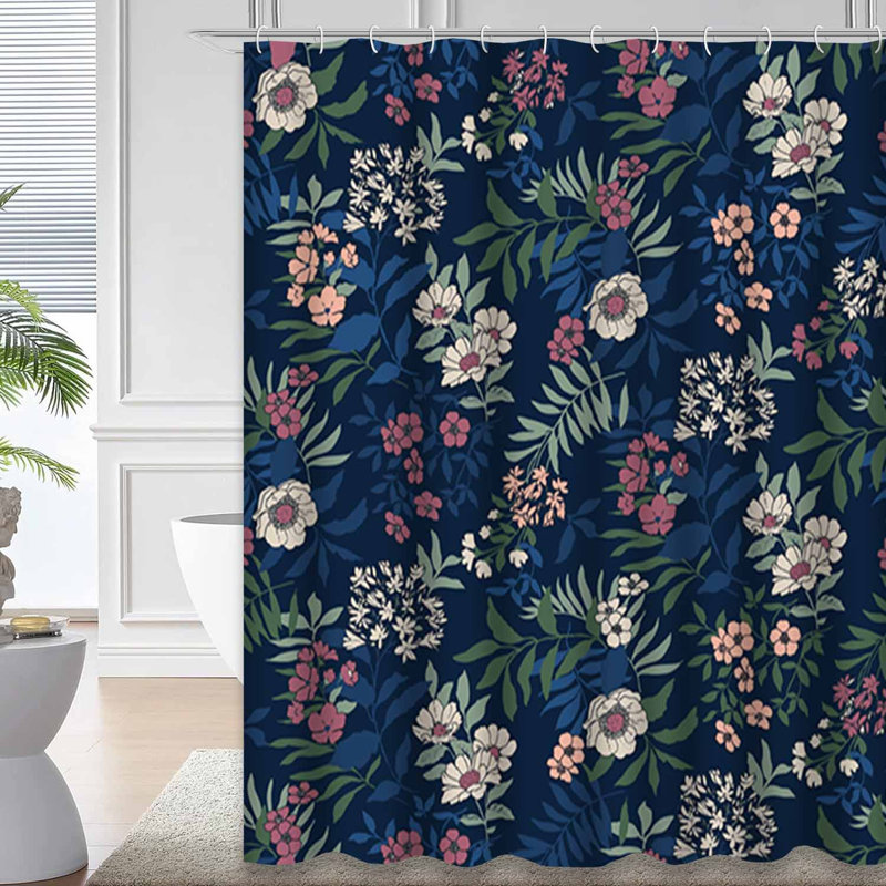 Rideau de douche imperméable à motif floral tropical avec 12 crochets, L 72 po x l 72 po