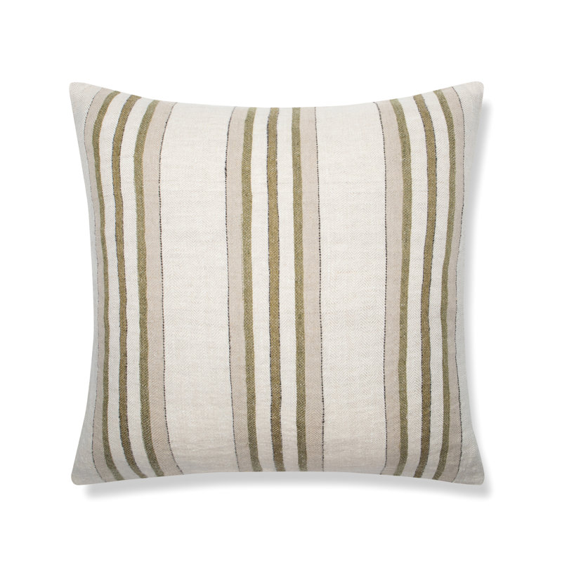 Antwerp Trio Stripe Pillow Cover - 22" x 22", Green/Natural All-Over Stripe