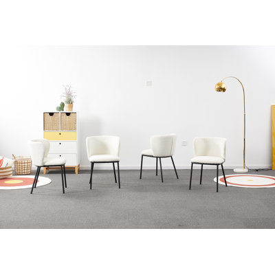 2 Dubhgal Velvet Upholstered Dining Chair with Black Metal Legs