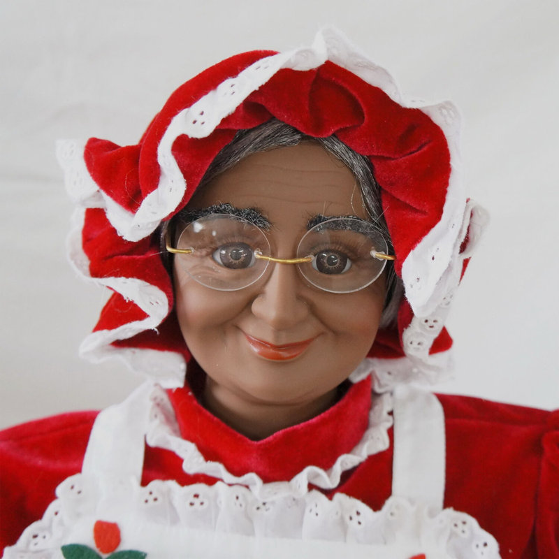 3-Ft Red Velvet and White Apron Mrs. Claus Animatronic