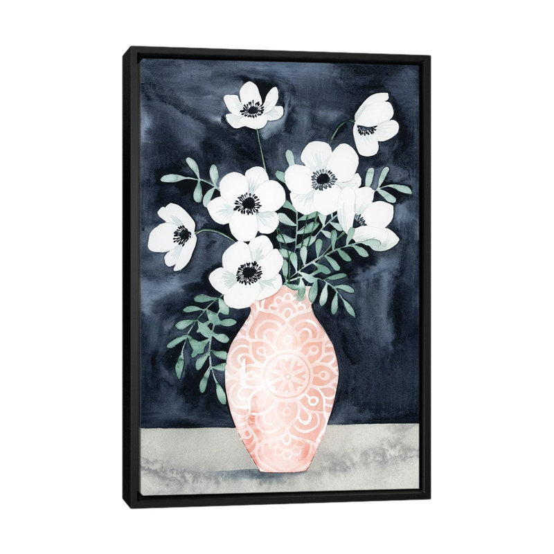 «Nighttime Anemones II», impression sur toile, H 26 po x l 18 po x P 1,5 po, Toile avec cadre noir, Pas de tapis