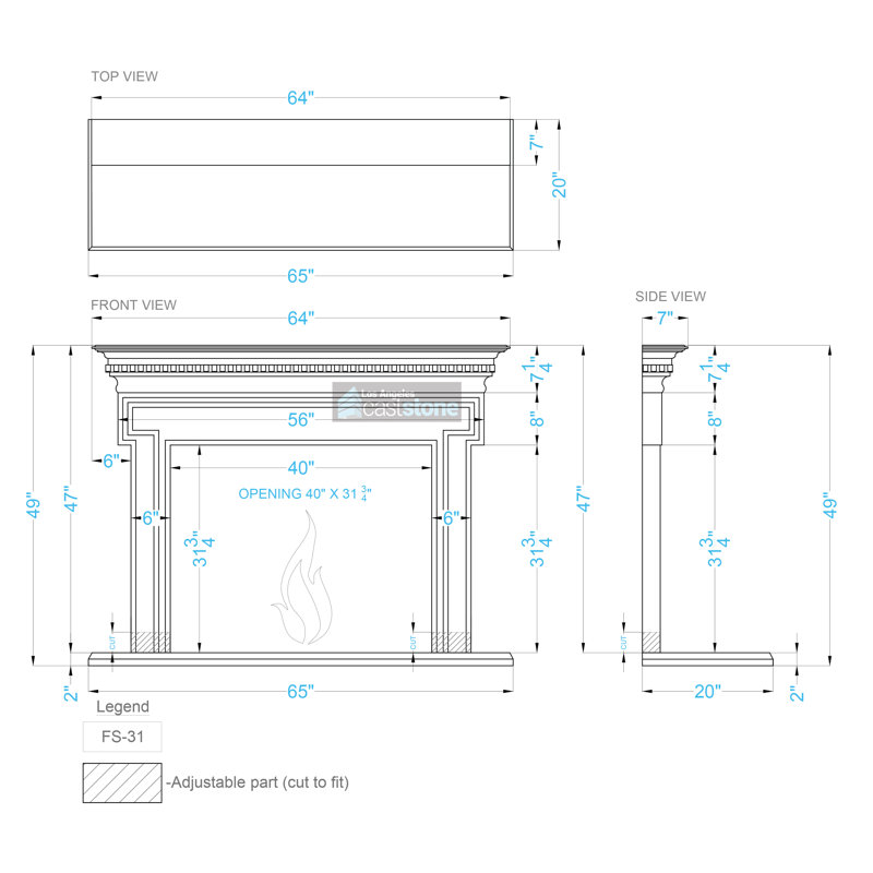 Saint Denis Fireplace Surround, Travertine Gray