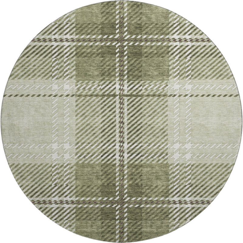 Premium Machine Washable Prisco Aloe Rug, Round 8'