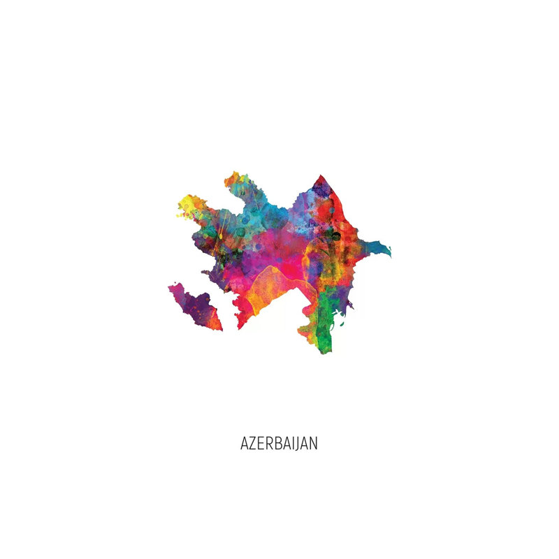 «Azerbaijan Map» par Michael Tompsett, impression sur toile tendue, H 12 po x l 8 po x P 0,75 po